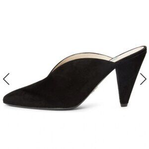 PRADA Black Suede V-cut mules, size 39 ~ NWOT!